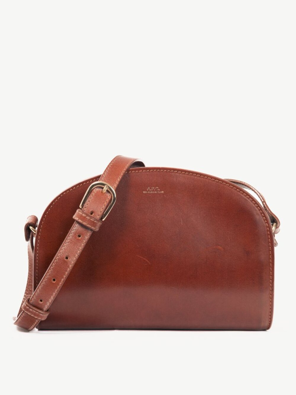 A.P.C. Demi-Lune Noisette Leather Shoulder Bag
